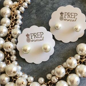 NEW PREP OBSESSED Classic Cream Pearl Stud Earrings